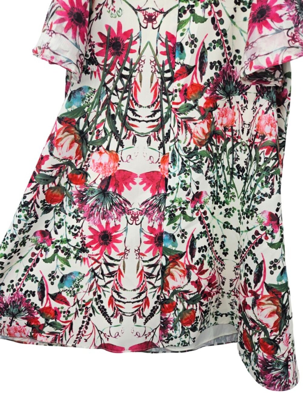 Belle Badgley Mischka Alex Floral Shift Dress Women's Size 2 Ruffle Preppy Party - Picture 8 of 15